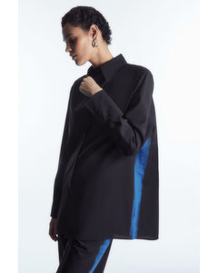 Oversized Painted Wool Shirt Navy / Bright Blue