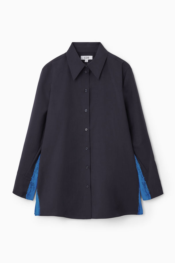COS Ullskjorta I Oversize-modell Med Accentfärg Marinblå/klarblå