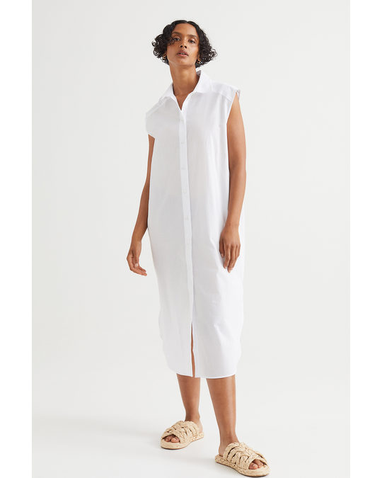 H&M Cotton Shirt Dress White