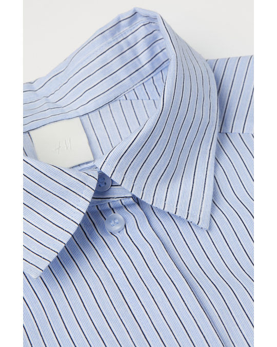 H&M Cotton Shirt Dress Light Blue/striped