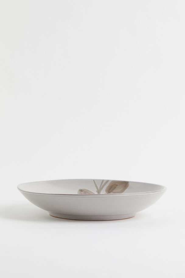 H&M HOME Terracotta Serving Bowl Light Grey/leaves