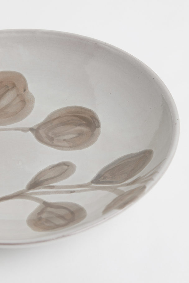 H&M HOME Terracotta Serving Bowl Light Grey/leaves
