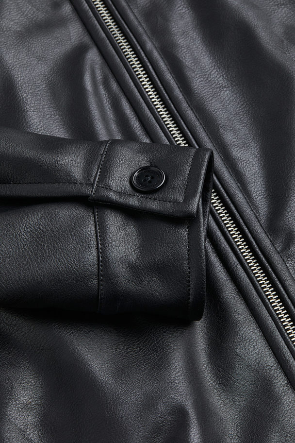 H&M Imitation Leather Jacket Black