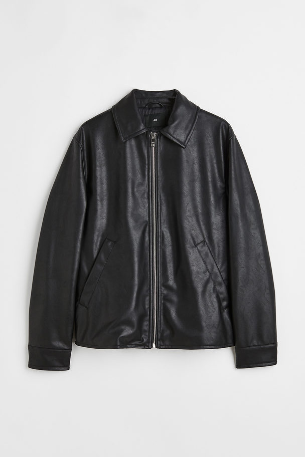 H&M Imitation Leather Jacket Black
