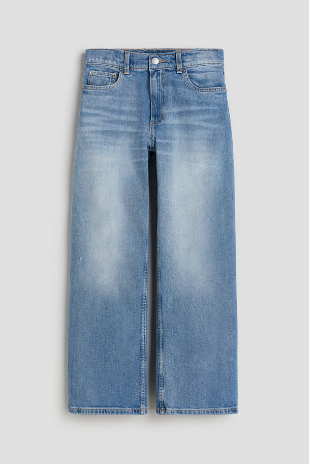 H&M Loose Fit Wide Leg Jeans Denimblau