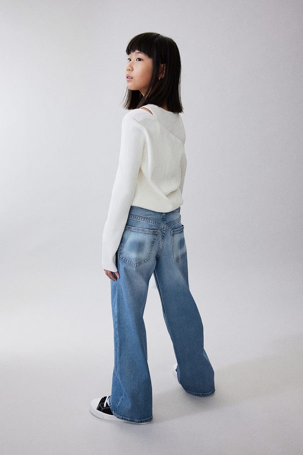 H&M Loose Fit Wide Leg Jeans Denimblau