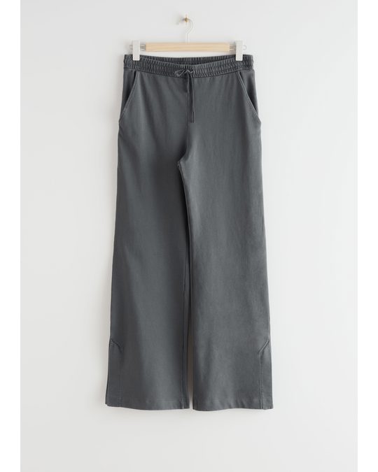 & Other Stories Relaxed Organic Cotton Drawstring Trousers Black