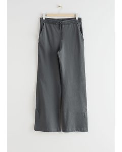Relaxed Organic Cotton Drawstring Trousers Black