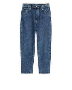 Tapered Cropped Jeans Medium Blue