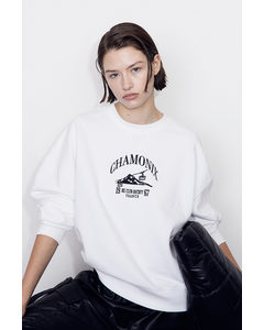 Oversized Sweatshirt mit Motiv Weiß/Chamonix