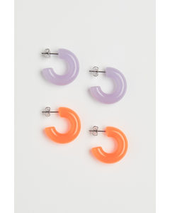 2-pack Hoop Earrings Orange/glow-in-the-dark