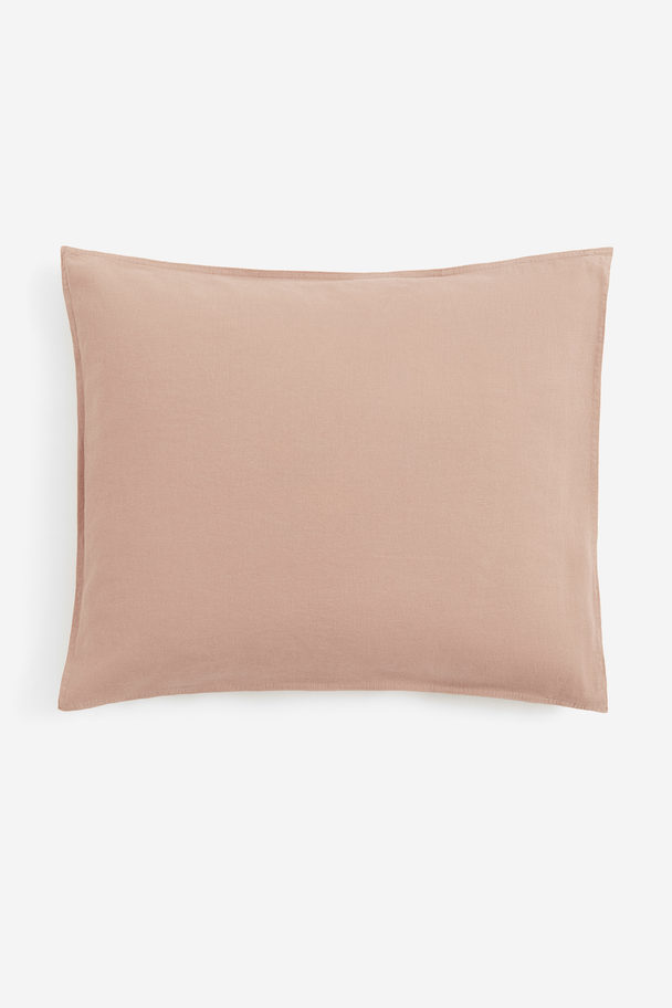 H&M HOME Kussensloop Van Gewassen Linnenmix Beige