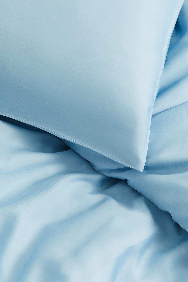 H&M HOME Satinbettwäsche für Einzelbett Hellblau