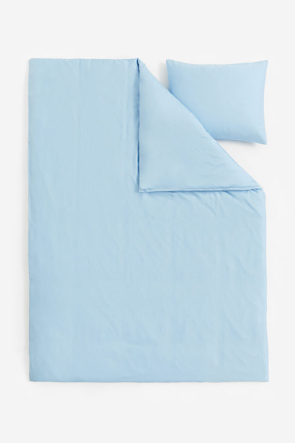 H&M HOME Satinbettwäsche für Einzelbett Hellblau