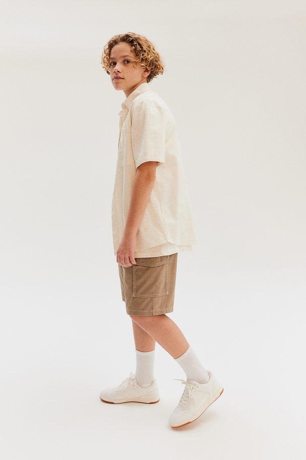 H&M Twill Cargo Shorts Dark Beige