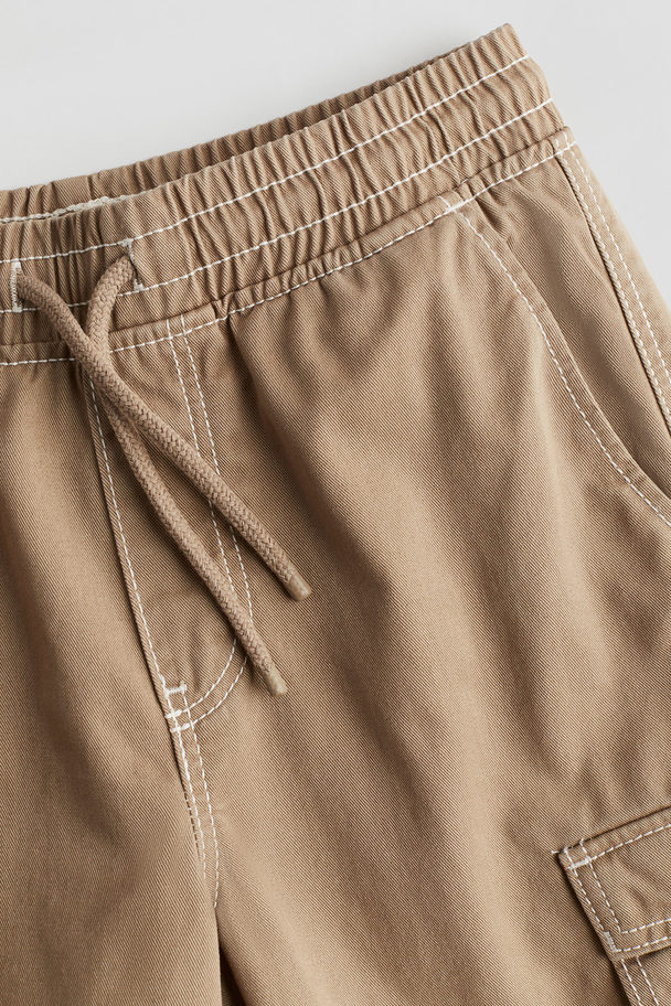 H&M Twill Cargo Shorts Dark Beige