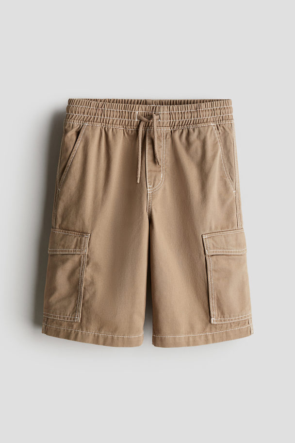 H&M Twill Cargo Shorts Dark Beige