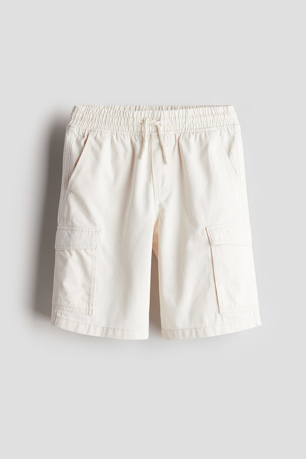 H&M Twill Cargo Shorts Natural White