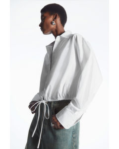 Oversized Tie-detail Cropped Shirt White