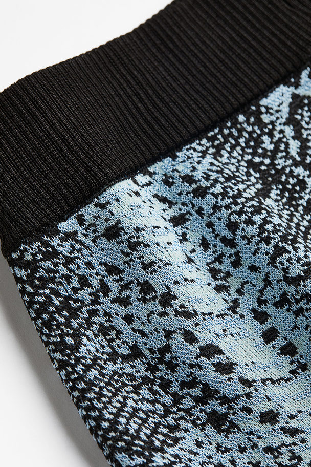 H&M Jacquard-knit Skirt Turquoise/snakeskin-patterned