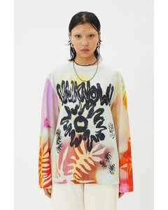 Now Graphic Print Long Sleeve Punk Flower