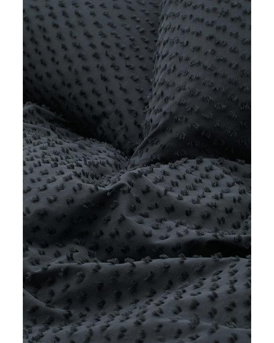 H&M HOME Plumeti-weave Double/king Duvet Cover Set Dark Grey