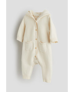 Knitted Cotton All-in-one Suit Cream