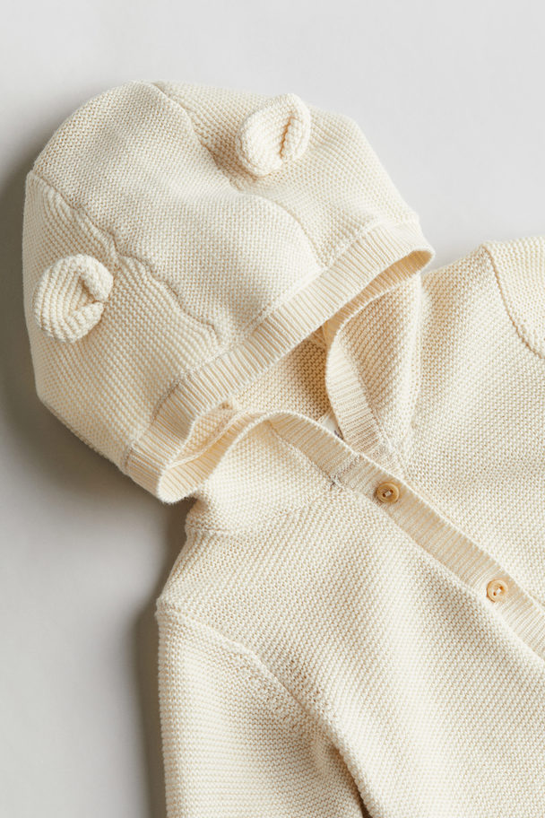 H&M Knitted Cotton All-in-one Suit Cream