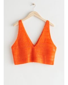 Crochet Knit Crop Top Orange