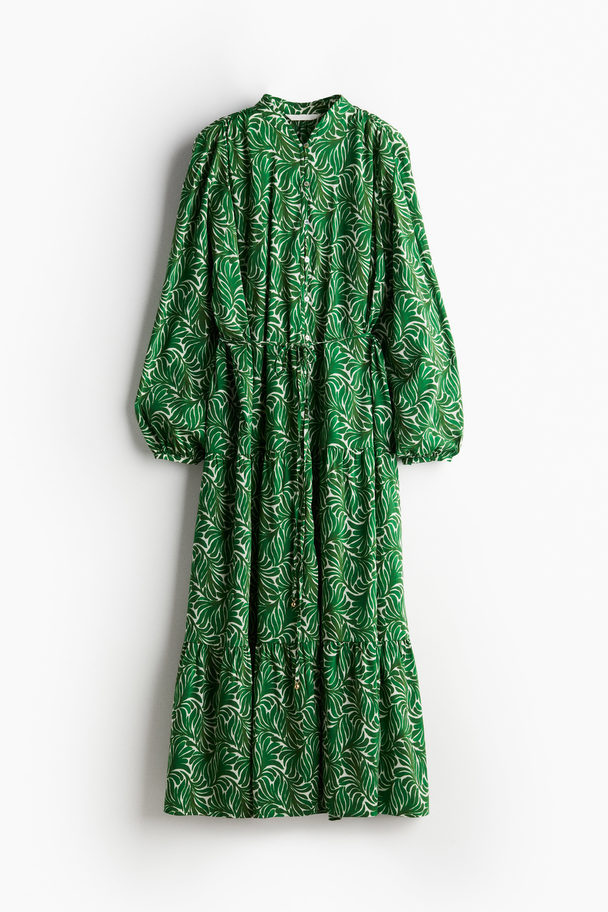 H&M Tiered Maxi Dress Green/patterned