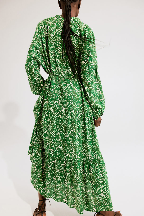 H&M Tiered Maxi Dress Green/patterned