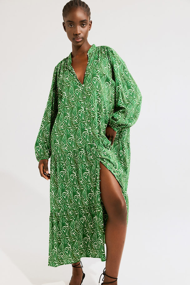 H&M Tiered Maxi Dress Green/patterned