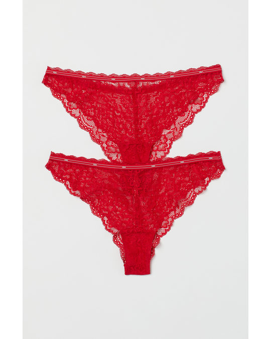 H&M 2-pack Lace Brazilian Briefs Red