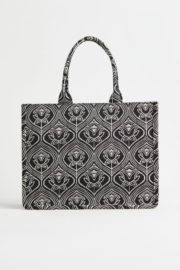 H&M Jacquard-weave Handbag Black/patterned