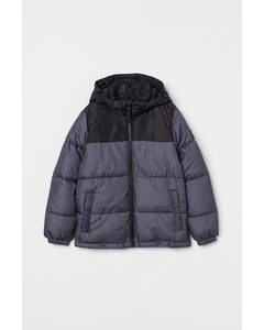 Hooded Puffer Jacket Black/block-coloured