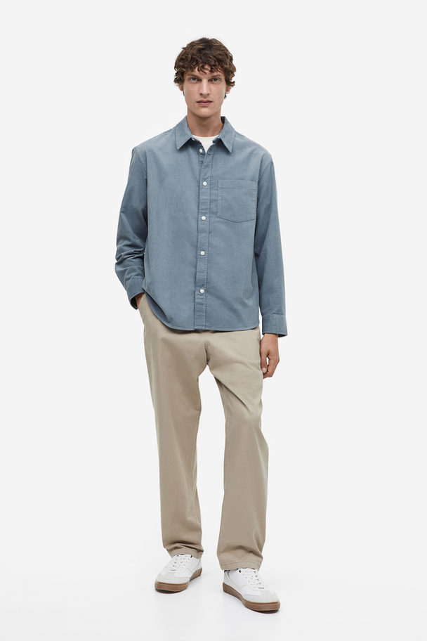 H&M Corduroy Overhemd - Regular Fit Turkoois