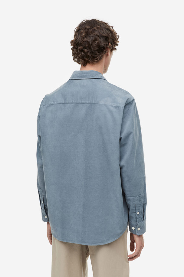 H&M Corduroy Overhemd - Regular Fit Turkoois