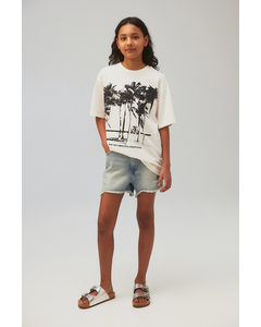 Oversized Printed T-shirt White/palm Trees