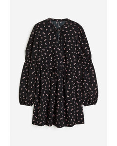 Patterned A-line Dress Black/floral