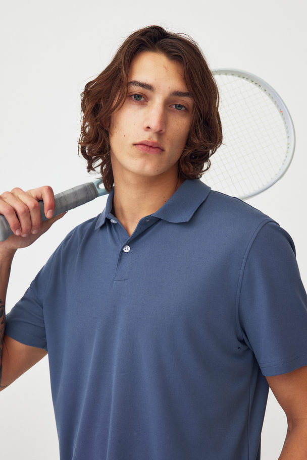 H&M Sportshirt aus Pikee Regular Fit Stahlblau