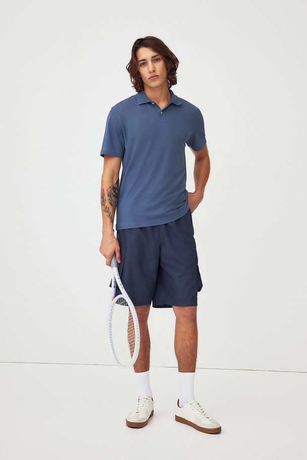 H&M Piqué Sportshirt – Regular Fit Staalblauw