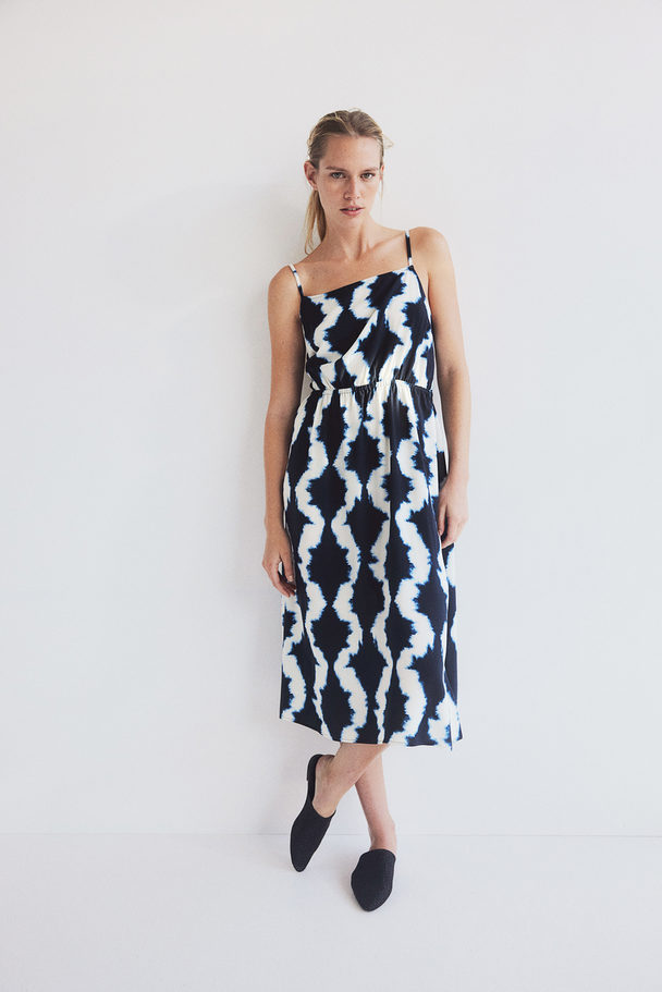 H&M Strappy Viscose Dress Navy Blue/patterned