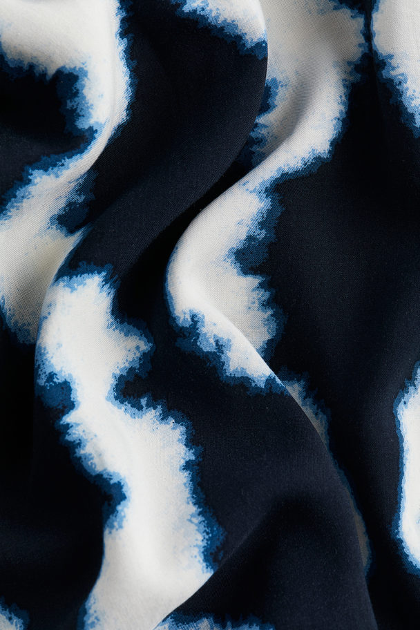 H&M Kjole I Viskose Marineblå/mønstret