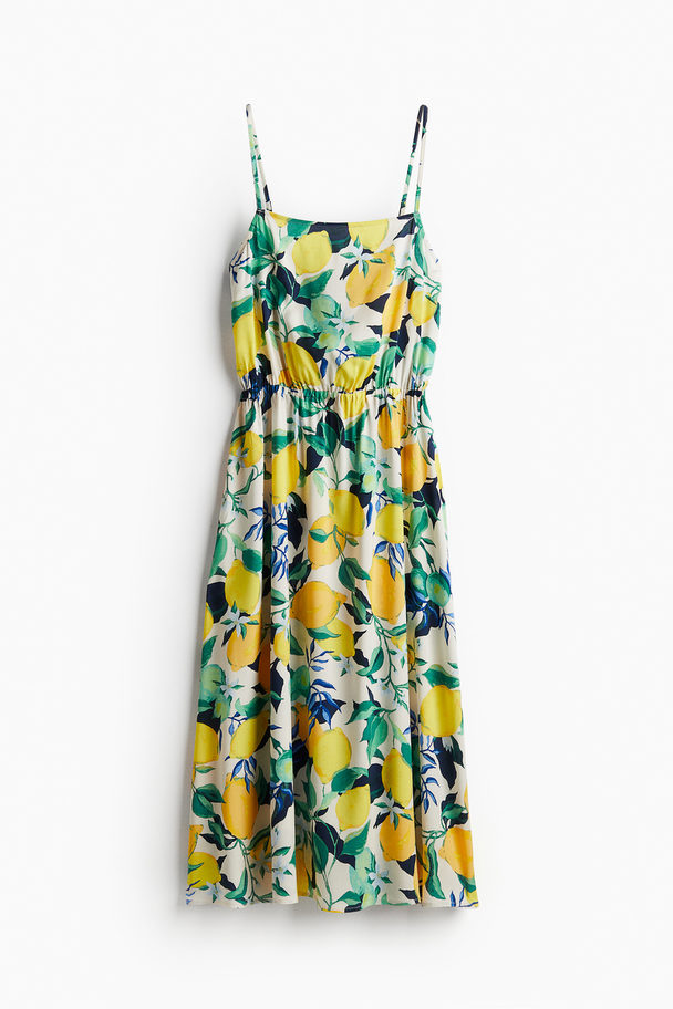 H&M Strappy Viscose Dress Cream/lemons