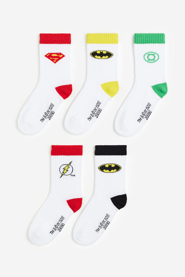 H&M 5-pack Ribbed Socks White/justice League