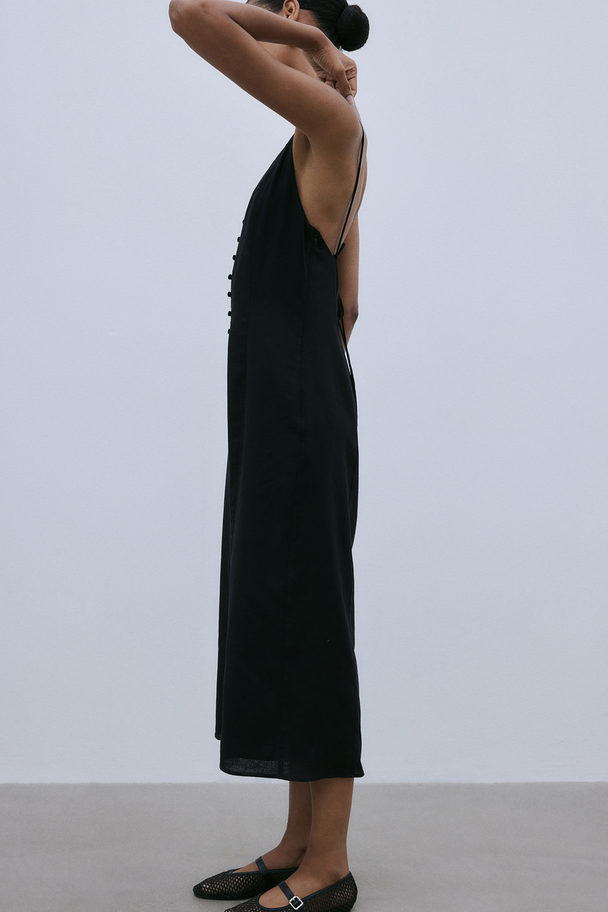H&M Kleid aus Leinenmix Schwarz