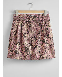 Glitter Jacquard Mini Skirt Pink/beige/black