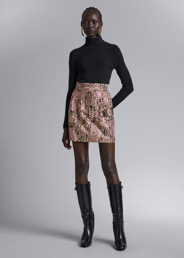 & Other Stories Glitter Jacquard Mini Skirt Pink/beige/black