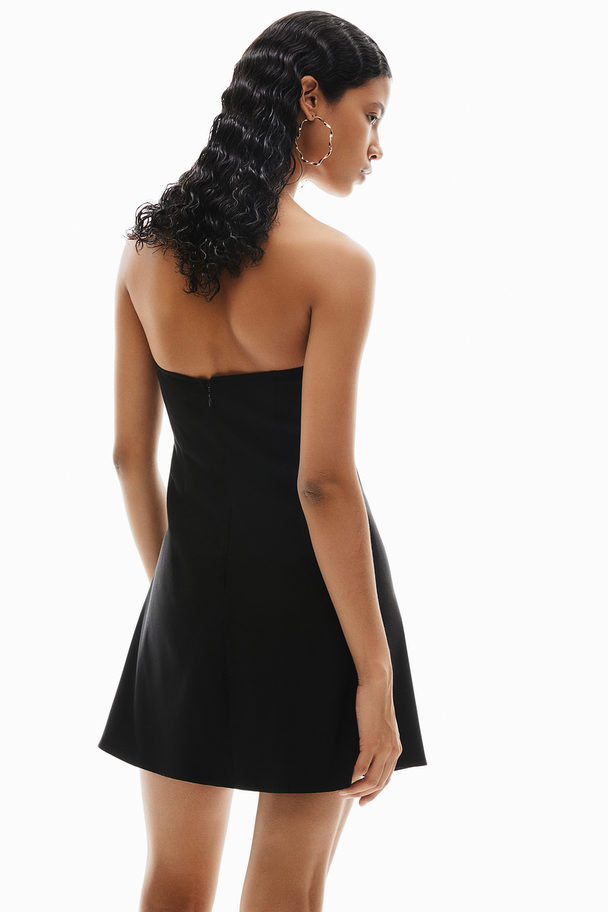 H&M Flared-skirt Bandeau Dress Black