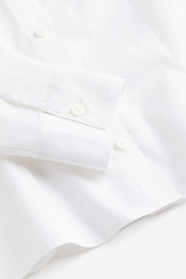 H&M Fitted Poplin Shirt White